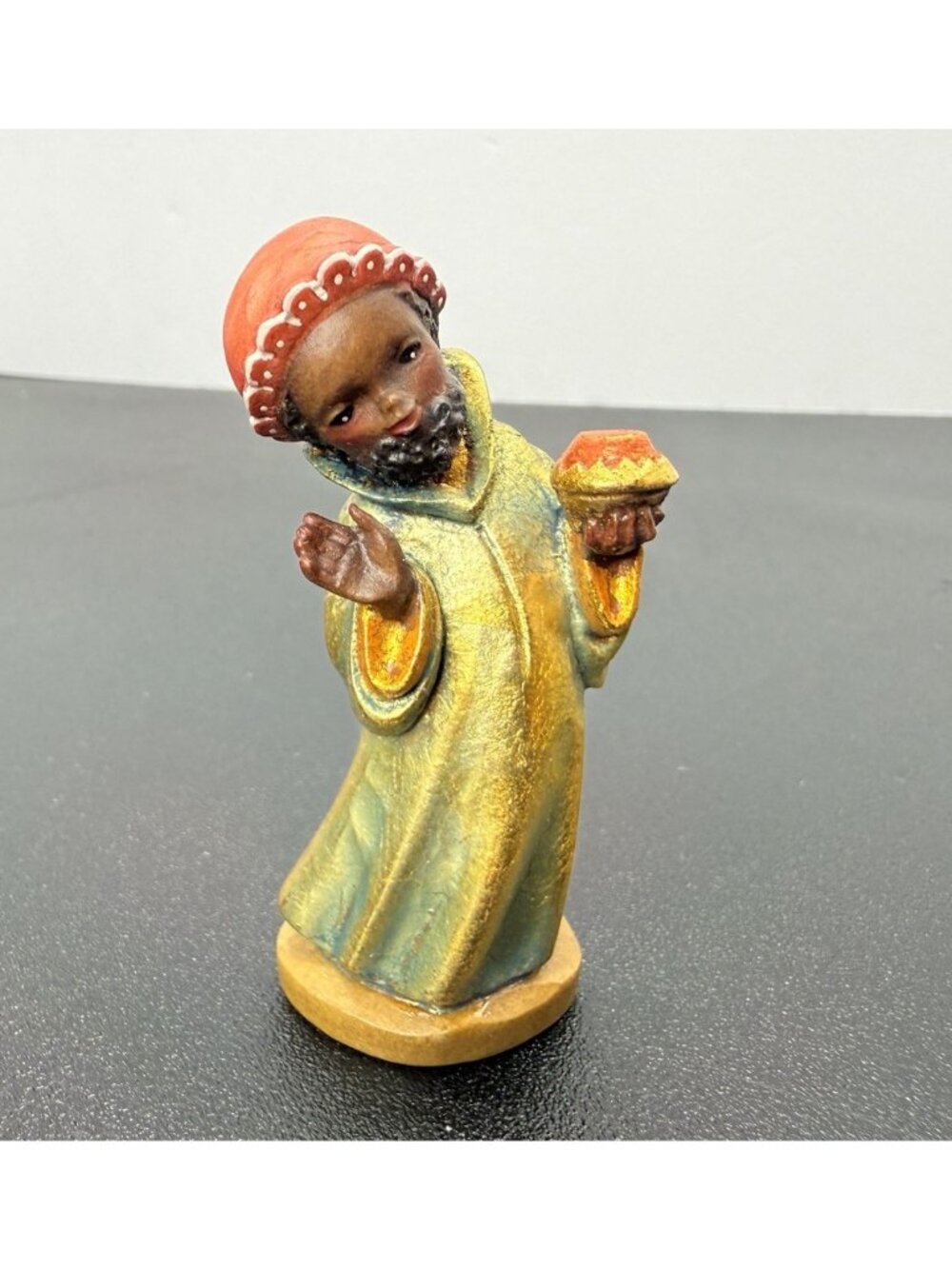 Vintage Anri Juan Ferrandiz 3” Carved Wood Nativity Wiseman King Melchior Black